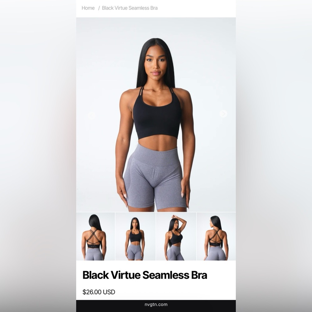 NVGTN Black Seamless Bra